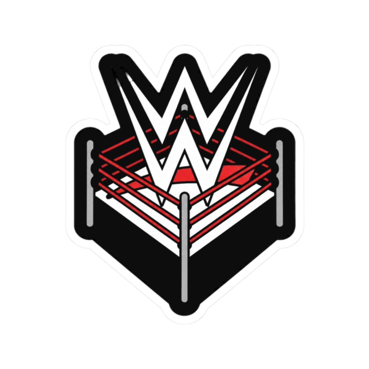 Classic WWE Wrestling Ring Logo Sticker - alternate angle 3, merchandise