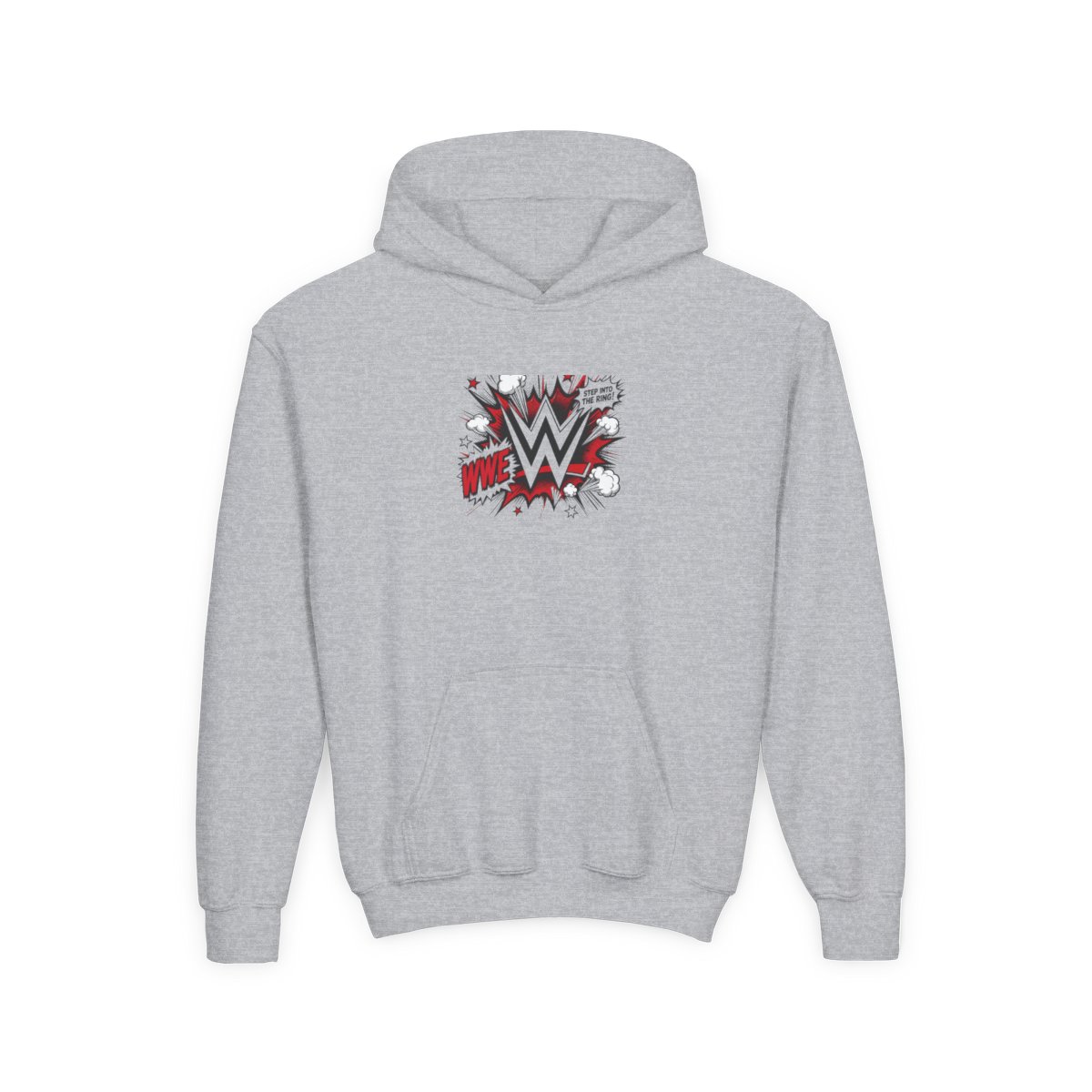 WWE " in bold, dynamic font at the side. " Kids Hoodie - alternate angle 2, merchandise